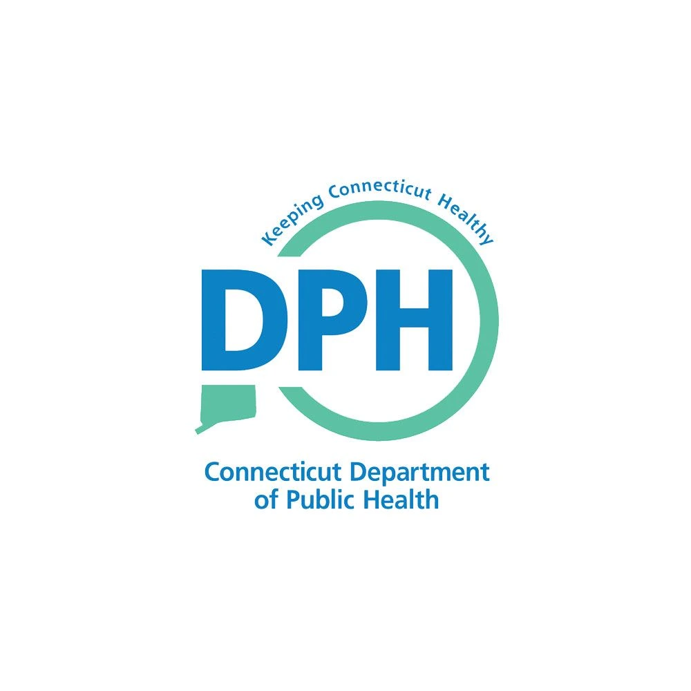 Connecticut Department of Public Health logo featuring blue DPH text with green circular design and tagline 'Keeping Connecticut Healthy'